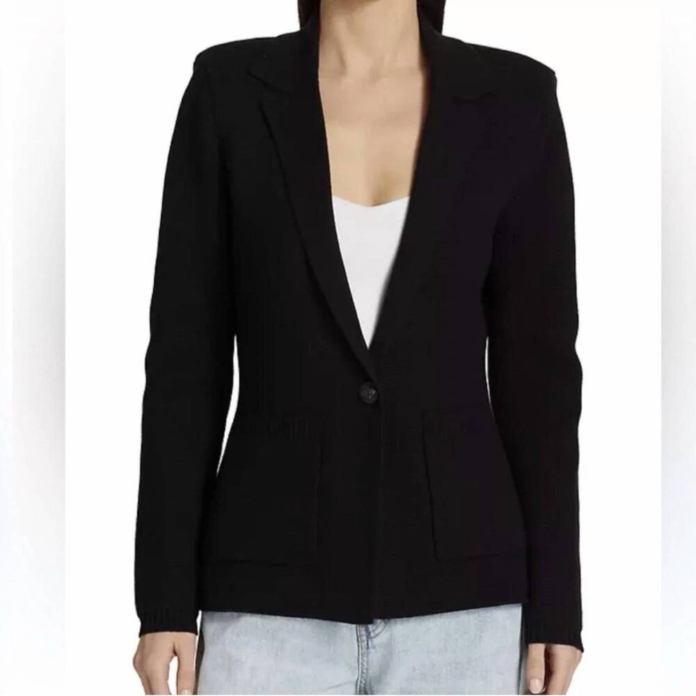 NEW L'AGENCE knit lacey blazer in black
